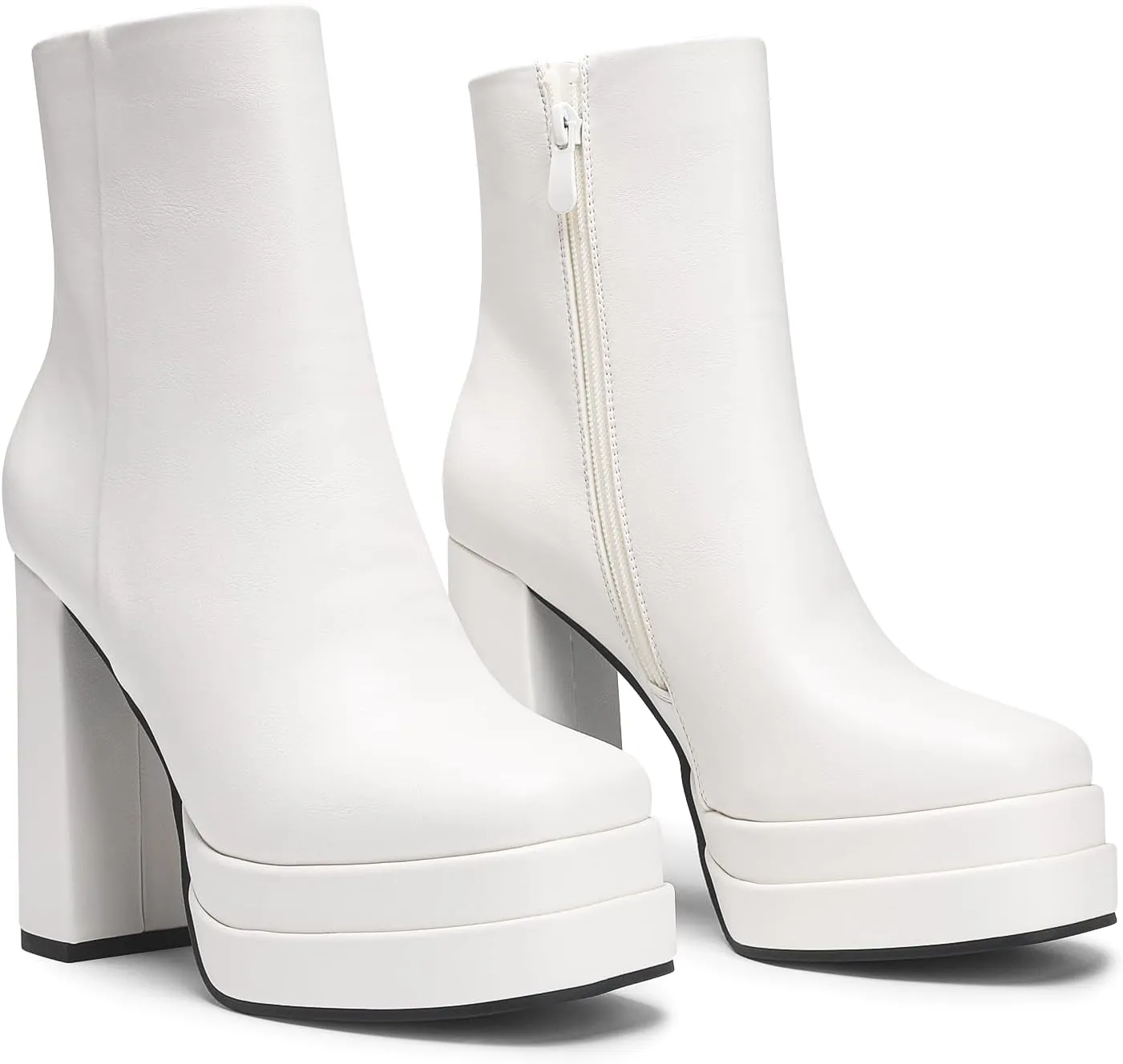DREAM PAIRS Women's Platform Gogo Ankle Boots High Chunky Heels Square Toe Comfort Party Dress Booties Shoes for Women