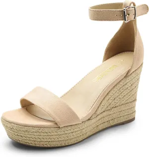 DREAM PAIRS Women's Platform Wedges Sandals, Comfortable Open Toe Espadrilles Sandals Dressy Buckle Ankle Strap Summer Shoes