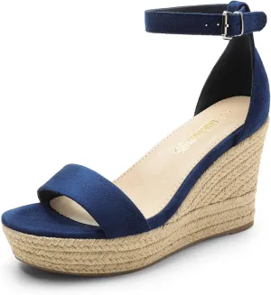 DREAM PAIRS Women's Platform Wedges Sandals, Comfortable Open Toe Espadrilles Sandals Dressy Buckle Ankle Strap Summer Shoes