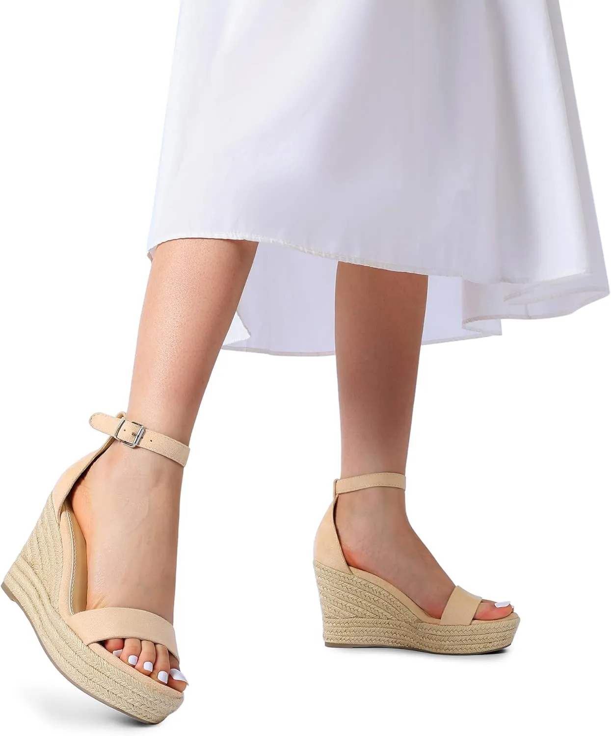 DREAM PAIRS Women's Platform Wedges Sandals, Comfortable Open Toe Espadrilles Sandals Dressy Buckle Ankle Strap Summer Shoes