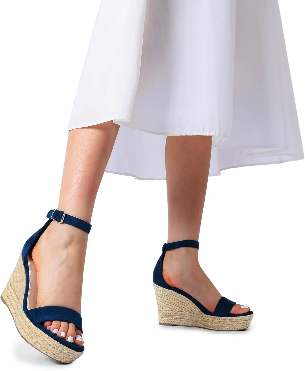 DREAM PAIRS Women's Platform Wedges Sandals, Comfortable Open Toe Espadrilles Sandals Dressy Buckle Ankle Strap Summer Shoes