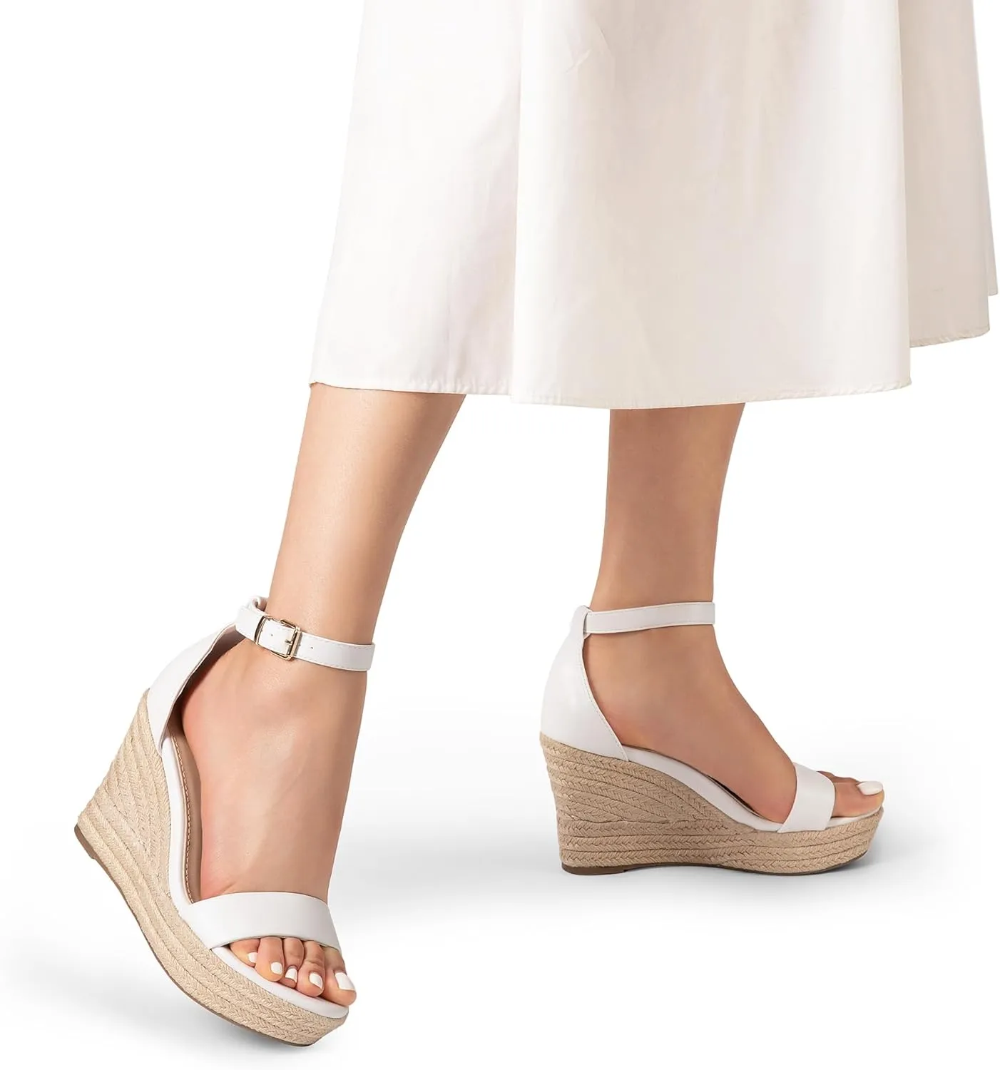 DREAM PAIRS Women's Platform Wedges Sandals, Comfortable Open Toe Espadrilles Sandals Dressy Buckle Ankle Strap Summer Shoes