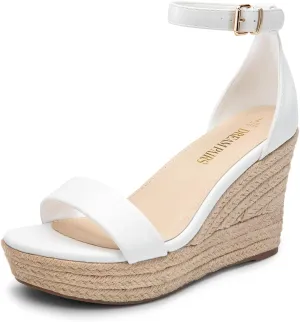 DREAM PAIRS Women's Platform Wedges Sandals, Comfortable Open Toe Espadrilles Sandals Dressy Buckle Ankle Strap Summer Shoes