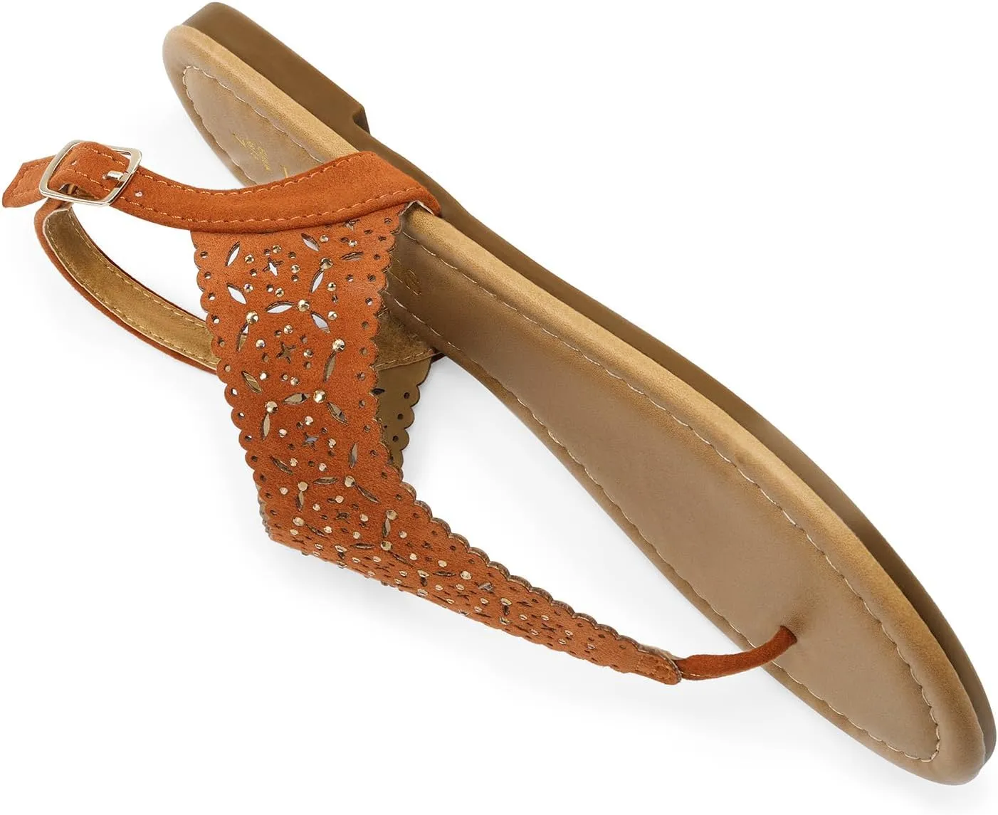 DREAM PAIRS Women's Rhinestone Casual Wear Cute Gladiator Flat Sandals Beach Dressy T-Strap Thong Sandals