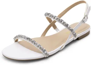 DREAM PAIRS Women's Rhinestone Sandals Open Toe Casual Dressy Sparkly Comfortable Flat Summer Shoes