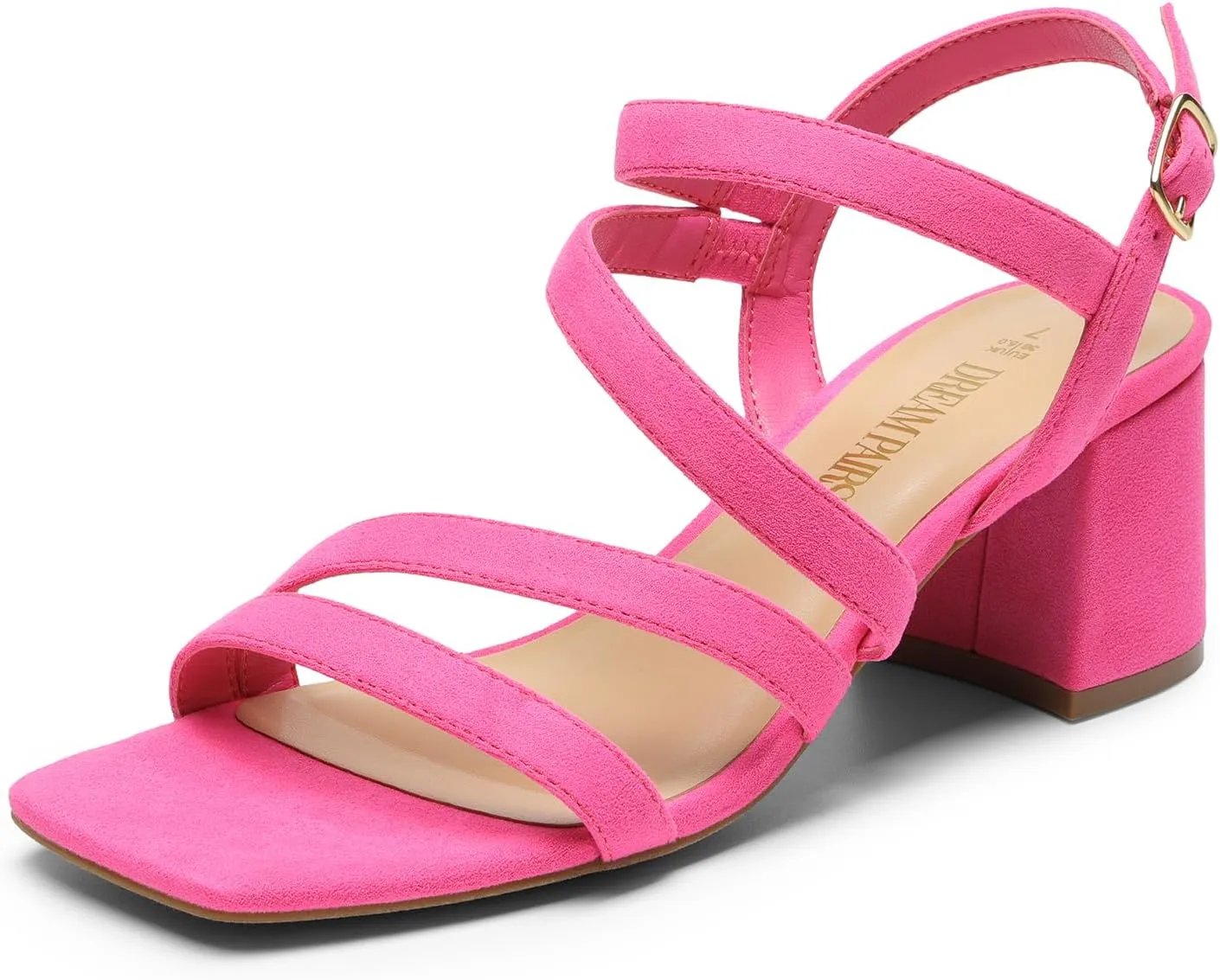 DREAM PAIRS Women's Strappy Chunky Heels Low Block Square Open Toe Sandals Dress Party Shoes
