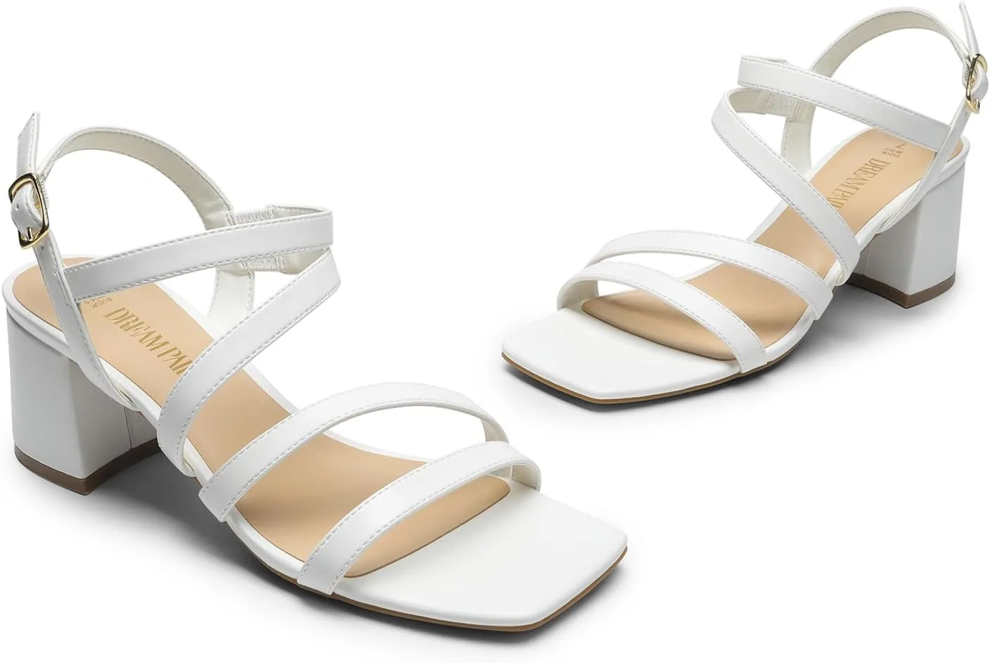 DREAM PAIRS Women's Strappy Chunky Heels Low Block Square Open Toe Sandals Dress Party Shoes