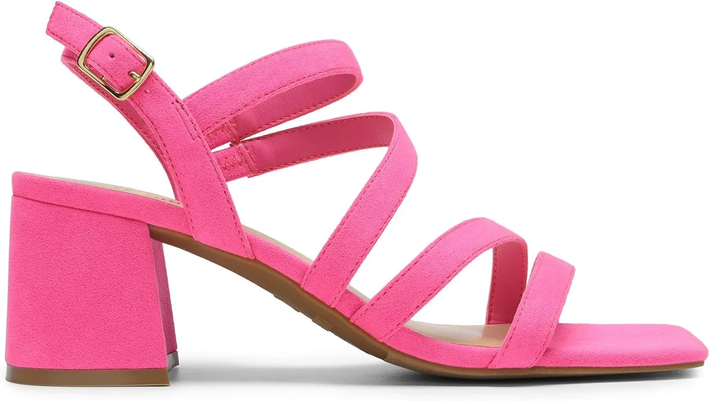 DREAM PAIRS Women's Strappy Chunky Heels Low Block Square Open Toe Sandals Dress Party Shoes