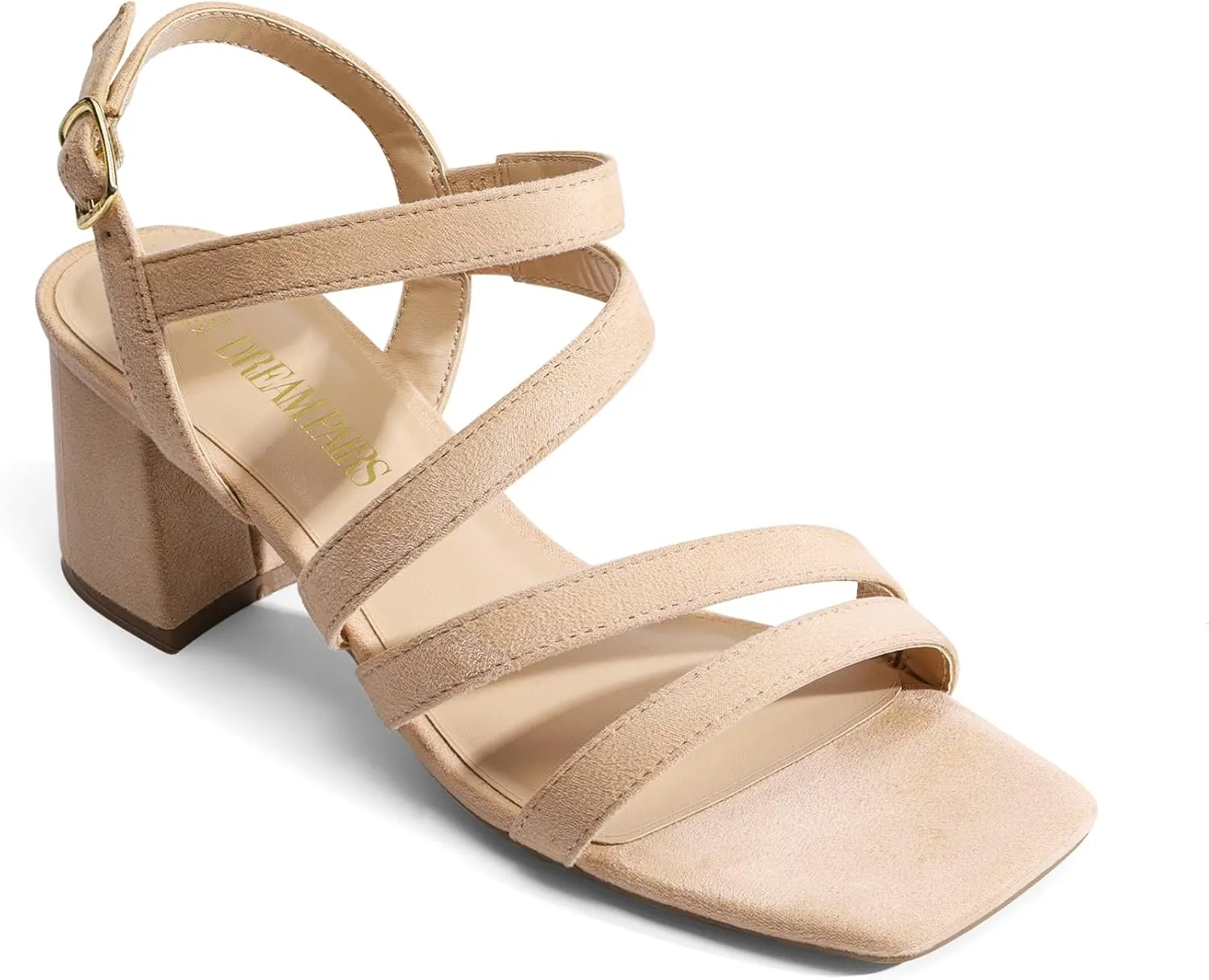 DREAM PAIRS Women's Strappy Chunky Heels Low Block Square Open Toe Sandals Dress Party Shoes
