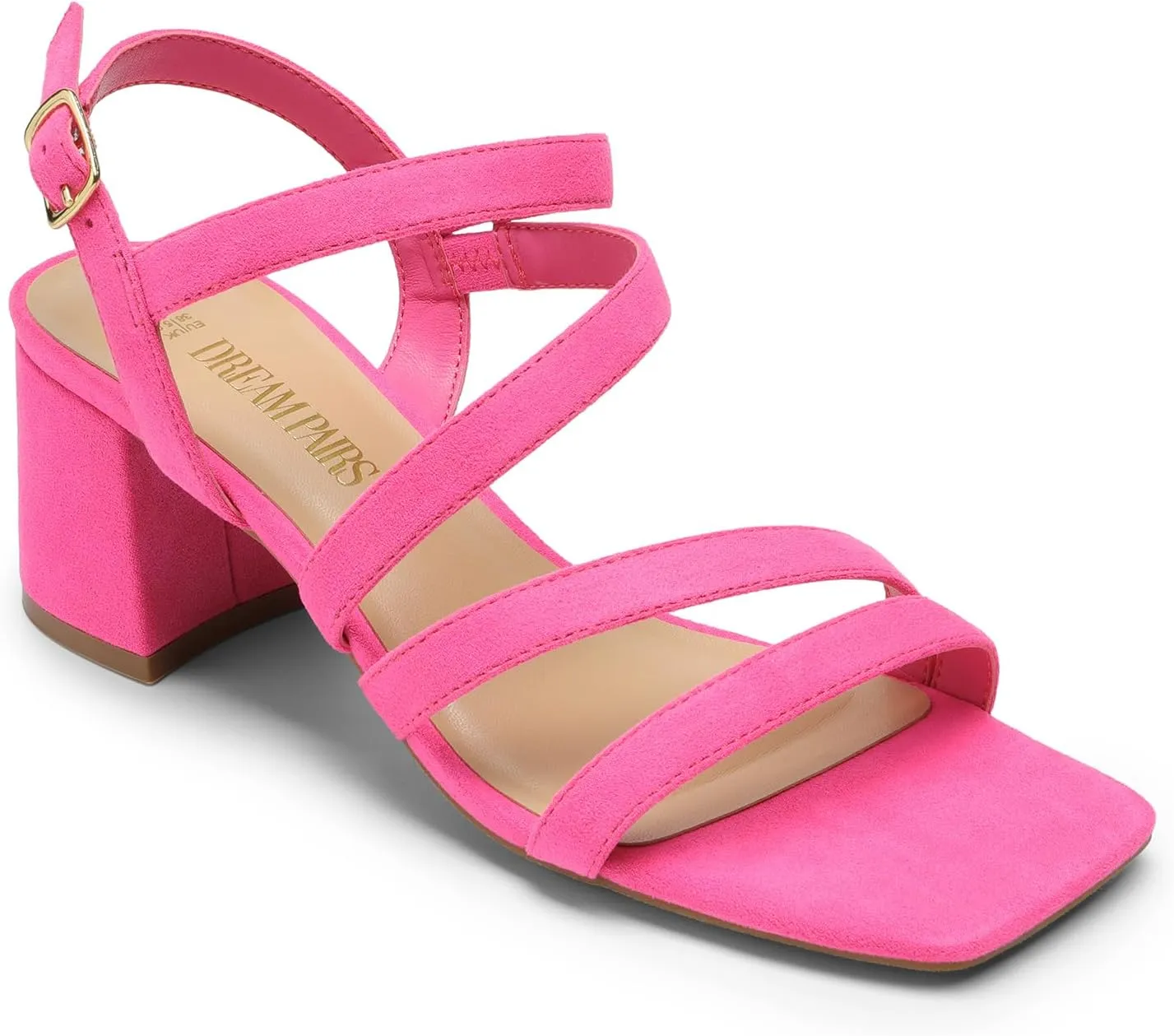 DREAM PAIRS Women's Strappy Chunky Heels Low Block Square Open Toe Sandals Dress Party Shoes