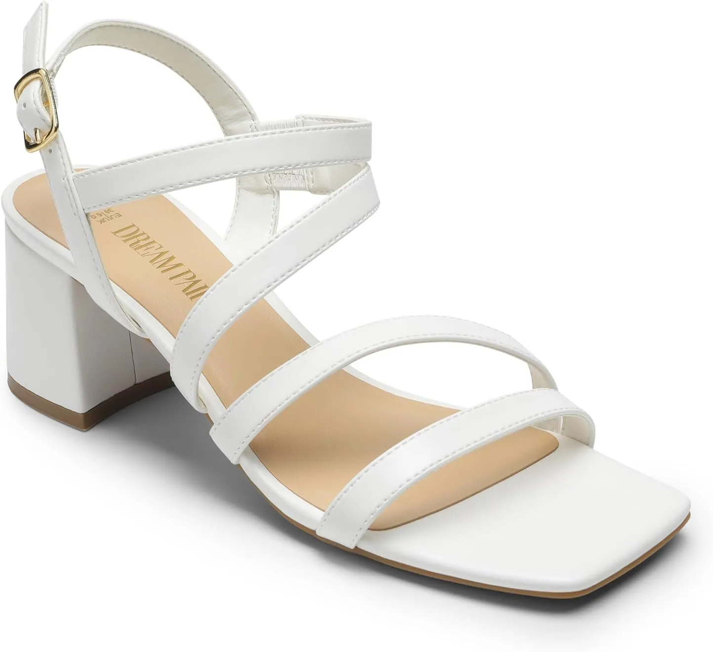 DREAM PAIRS Women's Strappy Chunky Heels Low Block Square Open Toe Sandals Dress Party Shoes