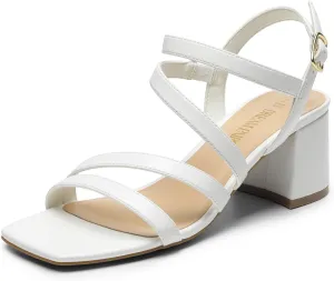 DREAM PAIRS Women's Strappy Chunky Heels Low Block Square Open Toe Sandals Dress Party Shoes