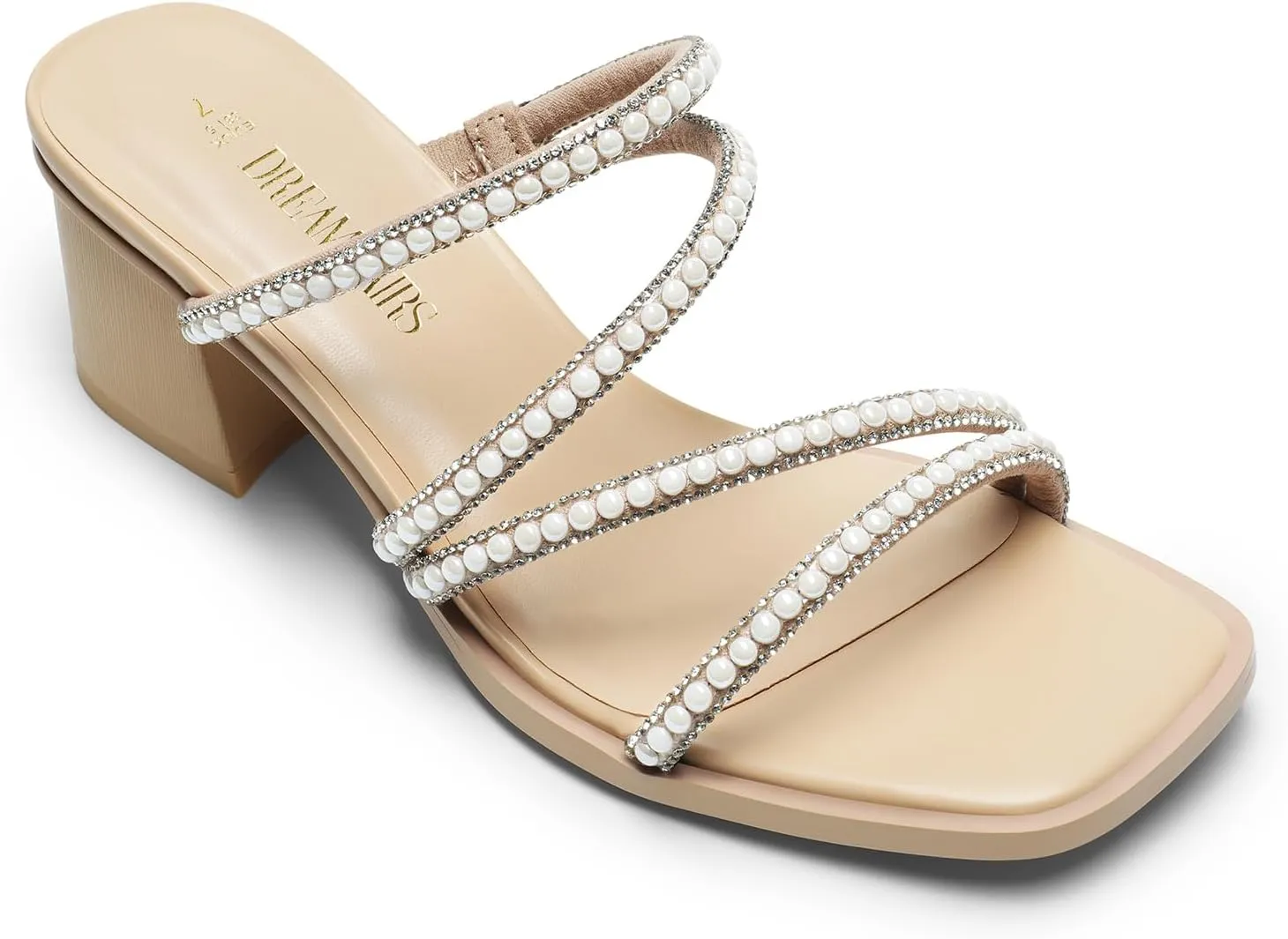 DREAM PAIRS Women's Strappy Heels Block Open Toe Low Heel Chunky Mules Sandals Dress Shoes
