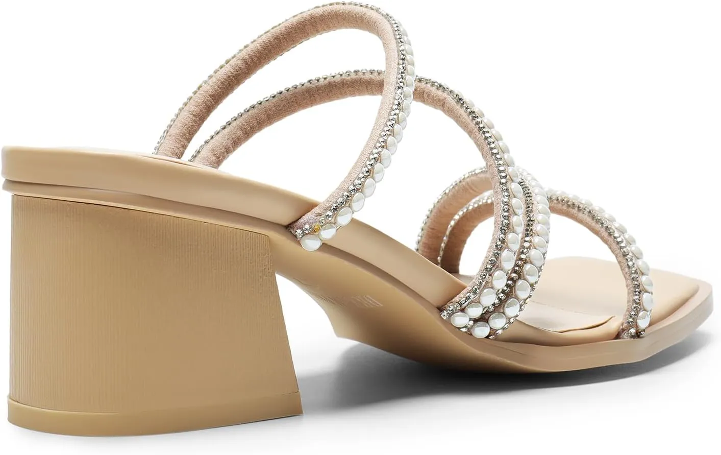 DREAM PAIRS Women's Strappy Heels Block Open Toe Low Heel Chunky Mules Sandals Dress Shoes