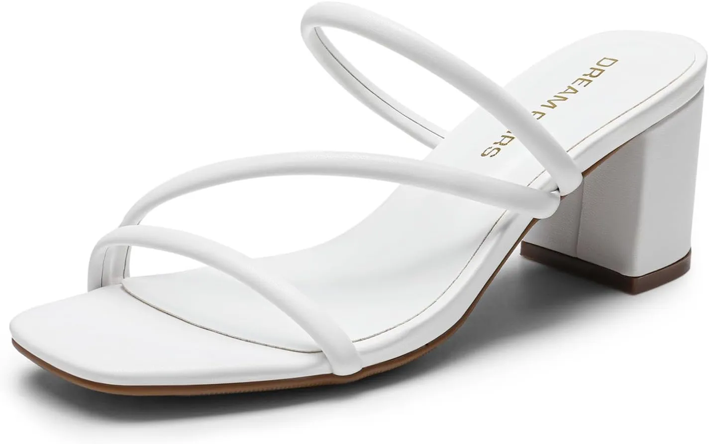 DREAM PAIRS Women's Strappy Heels Open Toe Low Chunky Heel Slip On Mules Square Block Sandals Dress Shoes