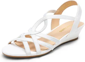 DREAM PAIRS Women's Strappy Wrapped Dressy Wedge Sandals Comfortable Low Heel Casual Summer Shoes