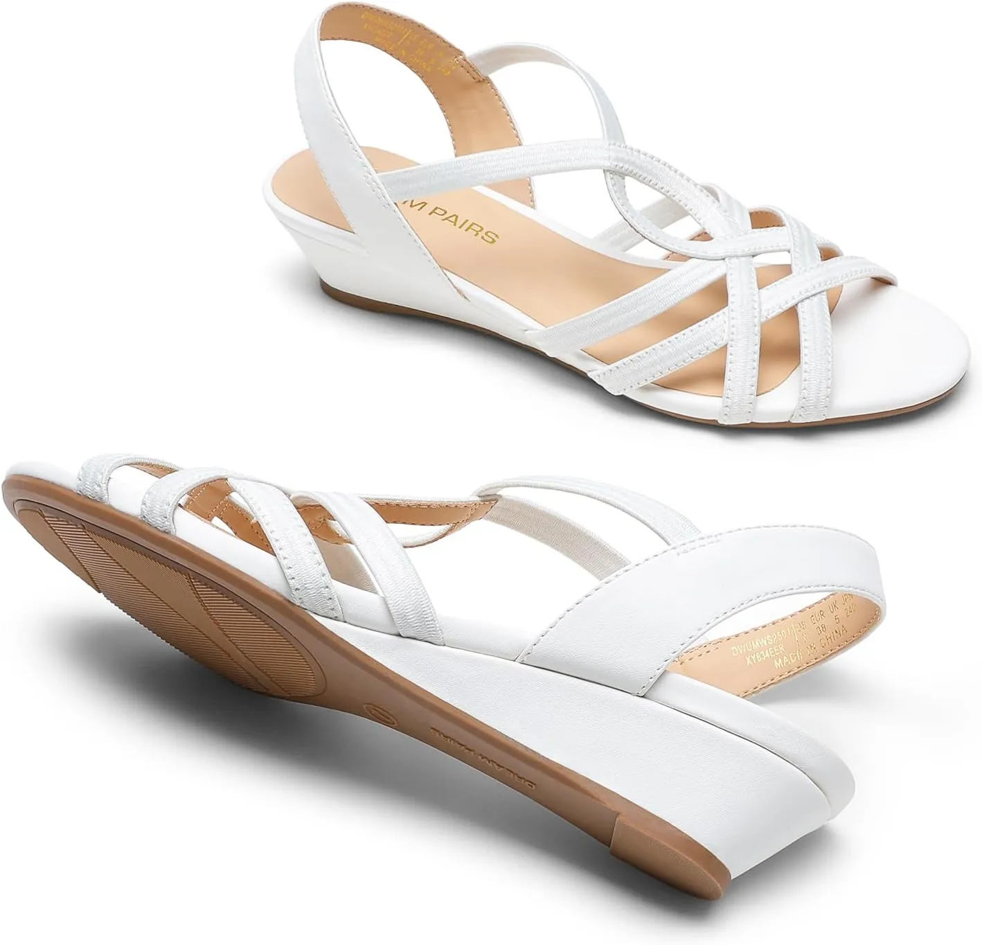 DREAM PAIRS Women's Strappy Wrapped Dressy Wedge Sandals Comfortable Low Heel Casual Summer Shoes