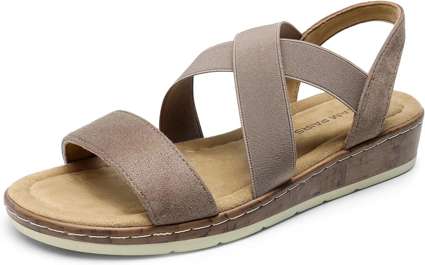 DREAM PAIRS Women's Summer Dressy Low Wedge Heels Comfortable Slip on Casual Flat Sandals for Walking Vacation