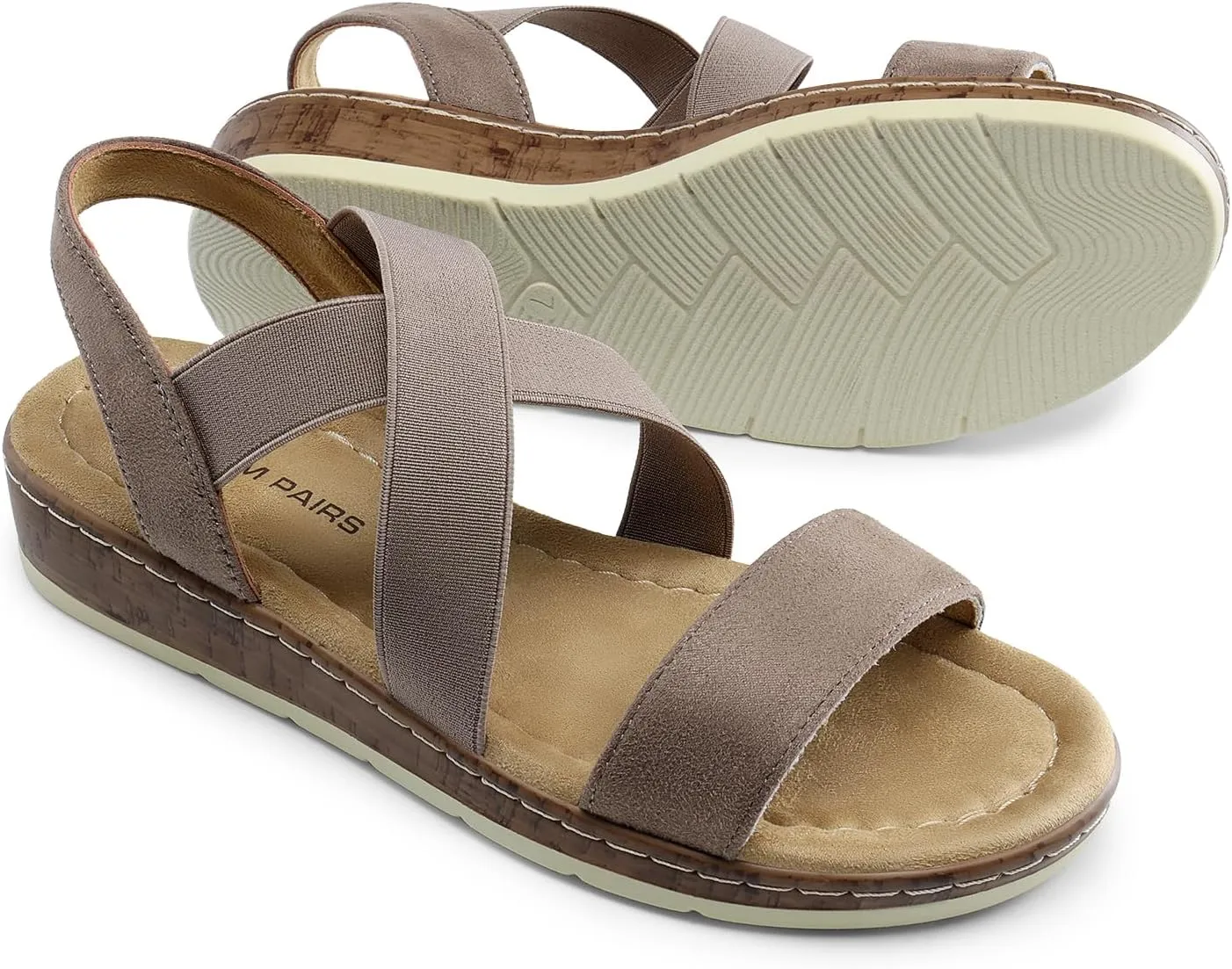 DREAM PAIRS Women's Summer Dressy Low Wedge Heels Comfortable Slip on Casual Flat Sandals for Walking Vacation