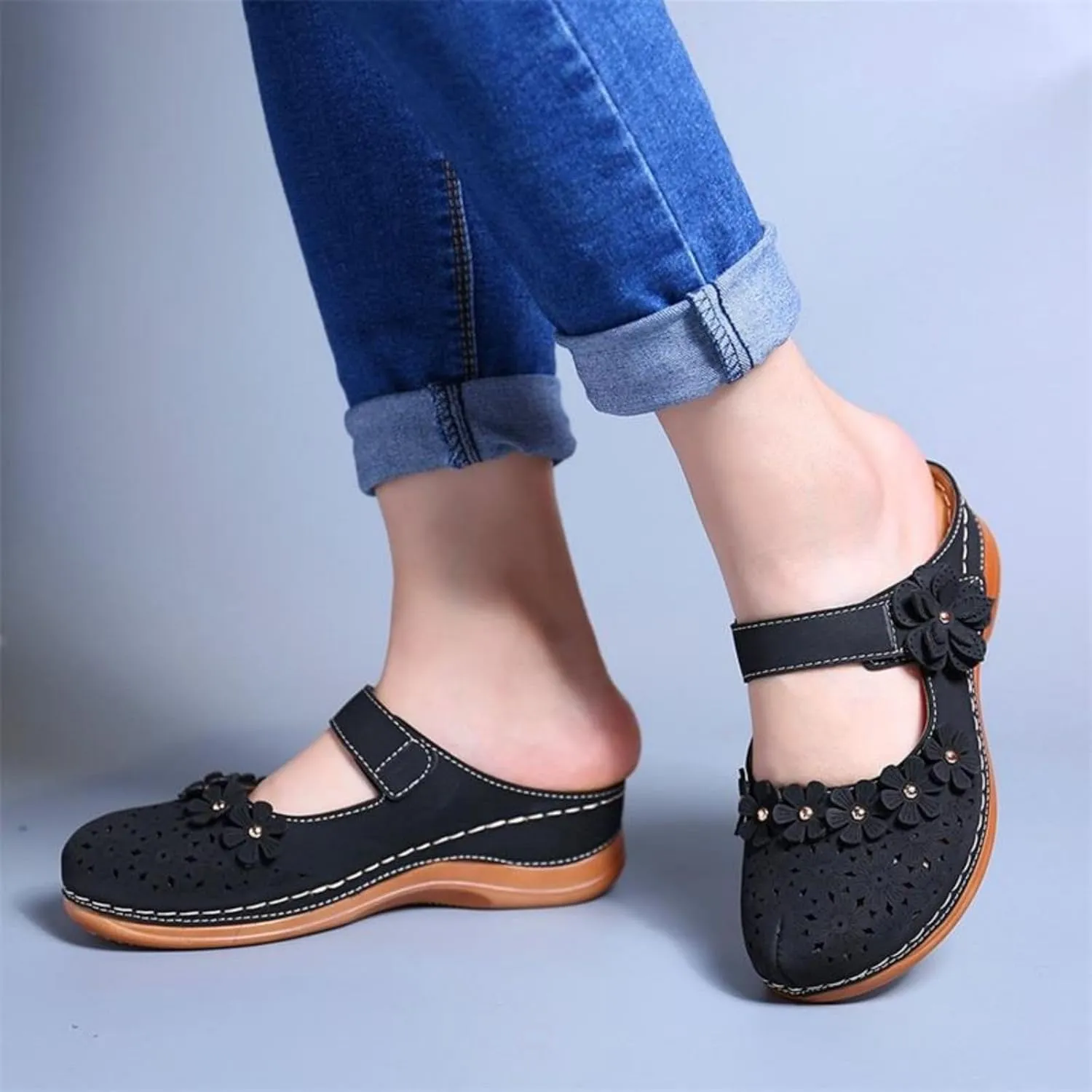 Dressy Summer Sandals for Women 2025 Closed Toe Wedge Sandals Casual Walking Shoes Hollow Out Breathable Cooling Comfort Wear Shoes Office Work Sandal Lightweight Platform Sandal for Vacation Beach