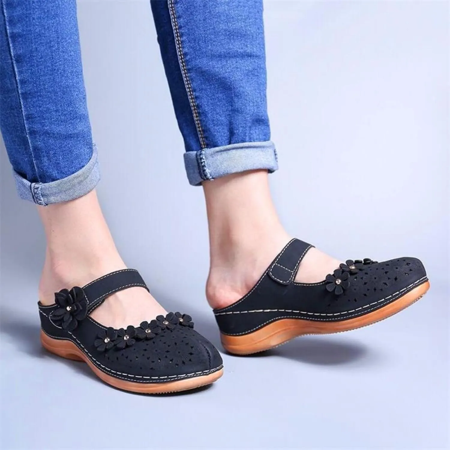 Dressy Summer Sandals for Women 2025 Closed Toe Wedge Sandals Casual Walking Shoes Hollow Out Breathable Cooling Comfort Wear Shoes Office Work Sandal Lightweight Platform Sandal for Vacation Beach