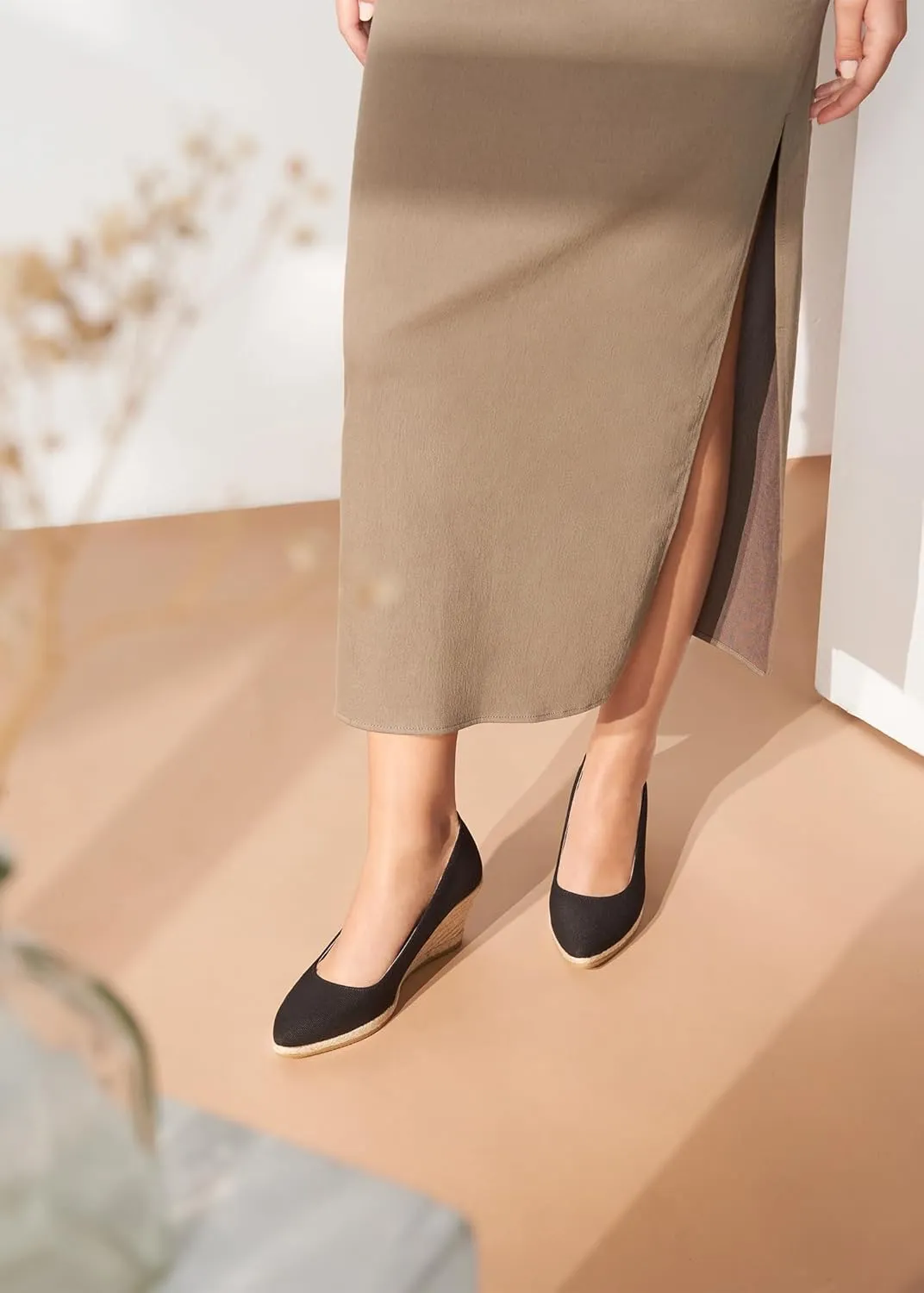 Dunes Canvas Espadrille Wedges with 2 ½” Heel Women's Sandals with Breathable Cotton Canvas and 100% Natural Jute Midsole for All Casual Occasions