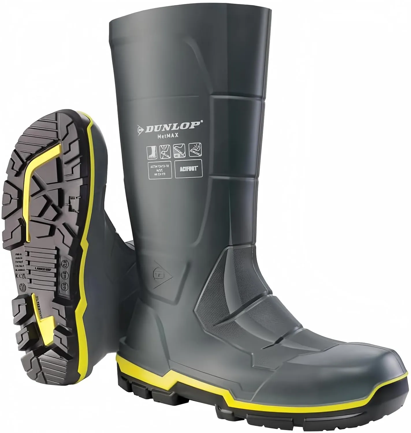Dunlop Protective Footwear, Acifort MetMAX, 100% Waterproof Polyblend PVC Material, Comfortable, Flexible, Lightweight and Durable Protective Footwear, MZ2LE02.10, Size 10 US