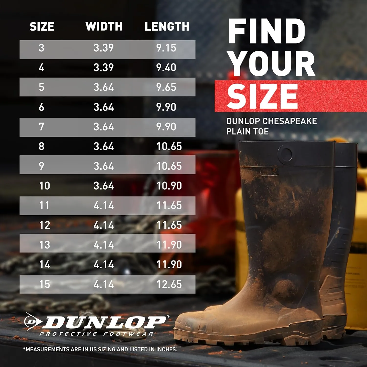 Dunlop Protective Footwear, Chesapeake Plain Toe, 100% Waterproof, Lightweight and Durable PVC Boots, Slip Resistant, 8677577.07, Size 7 US, Black