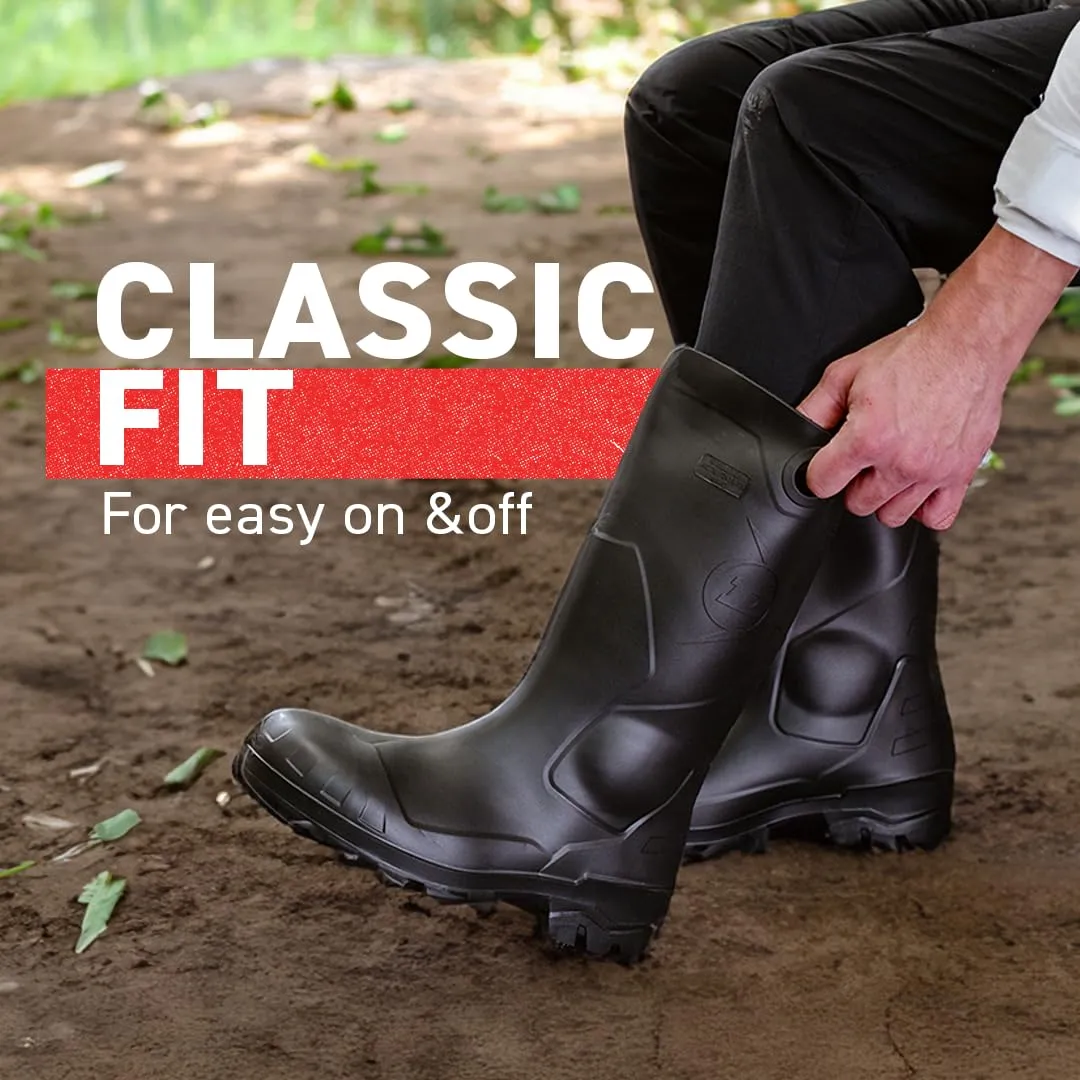 Dunlop Protective Footwear, Chesapeake Plain Toe, 100% Waterproof, Lightweight and Durable PVC Boots, Slip Resistant, 8677577.07, Size 7 US, Black