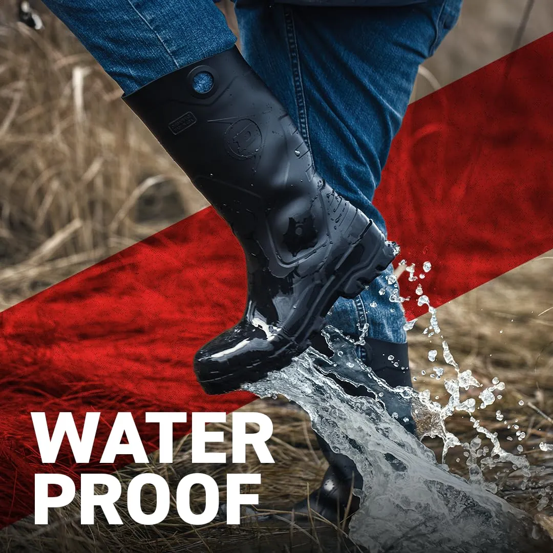 Dunlop Protective Footwear, Chesapeake Plain Toe, 100% Waterproof, Lightweight and Durable PVC Boots, Slip Resistant, 8677577.07, Size 7 US, Black