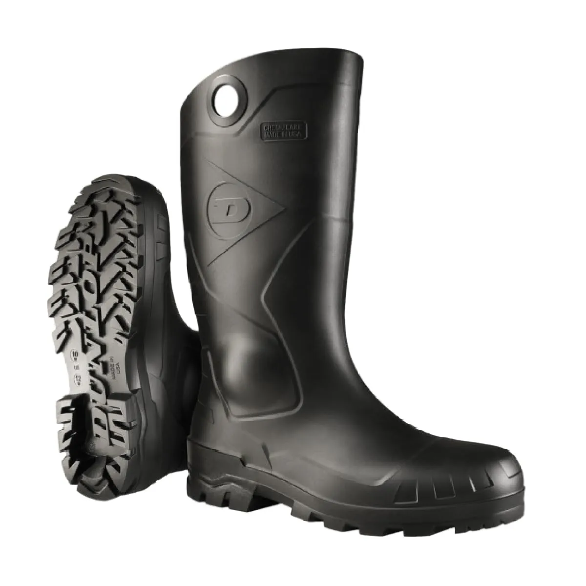 Dunlop Protective Footwear, Chesapeake Plain Toe, 100% Waterproof, Lightweight and Durable PVC Boots, Slip Resistant, 8677577.07, Size 7 US, Black