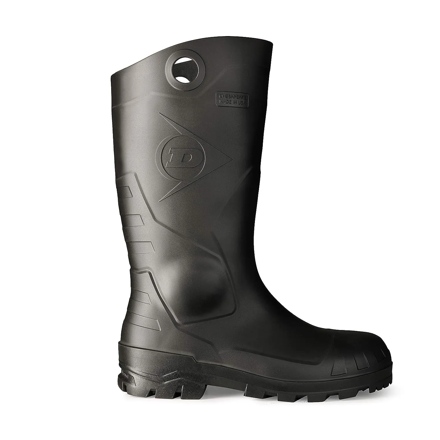 Dunlop Protective Footwear, Chesapeake Plain Toe, 100% Waterproof, Lightweight and Durable PVC Boots, Slip Resistant, 8677577.07, Size 7 US, Black