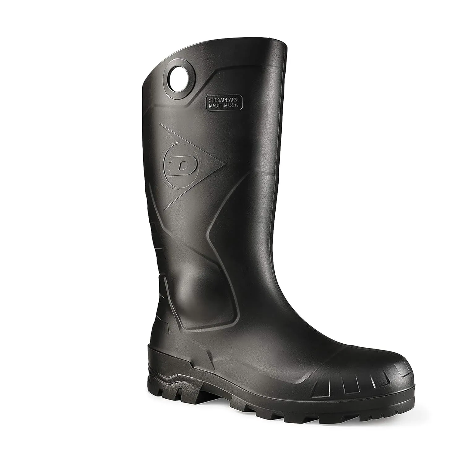 Dunlop Protective Footwear, Chesapeake Plain Toe, 100% Waterproof, Lightweight and Durable PVC Boots, Slip Resistant, 8677577.07, Size 7 US, Black