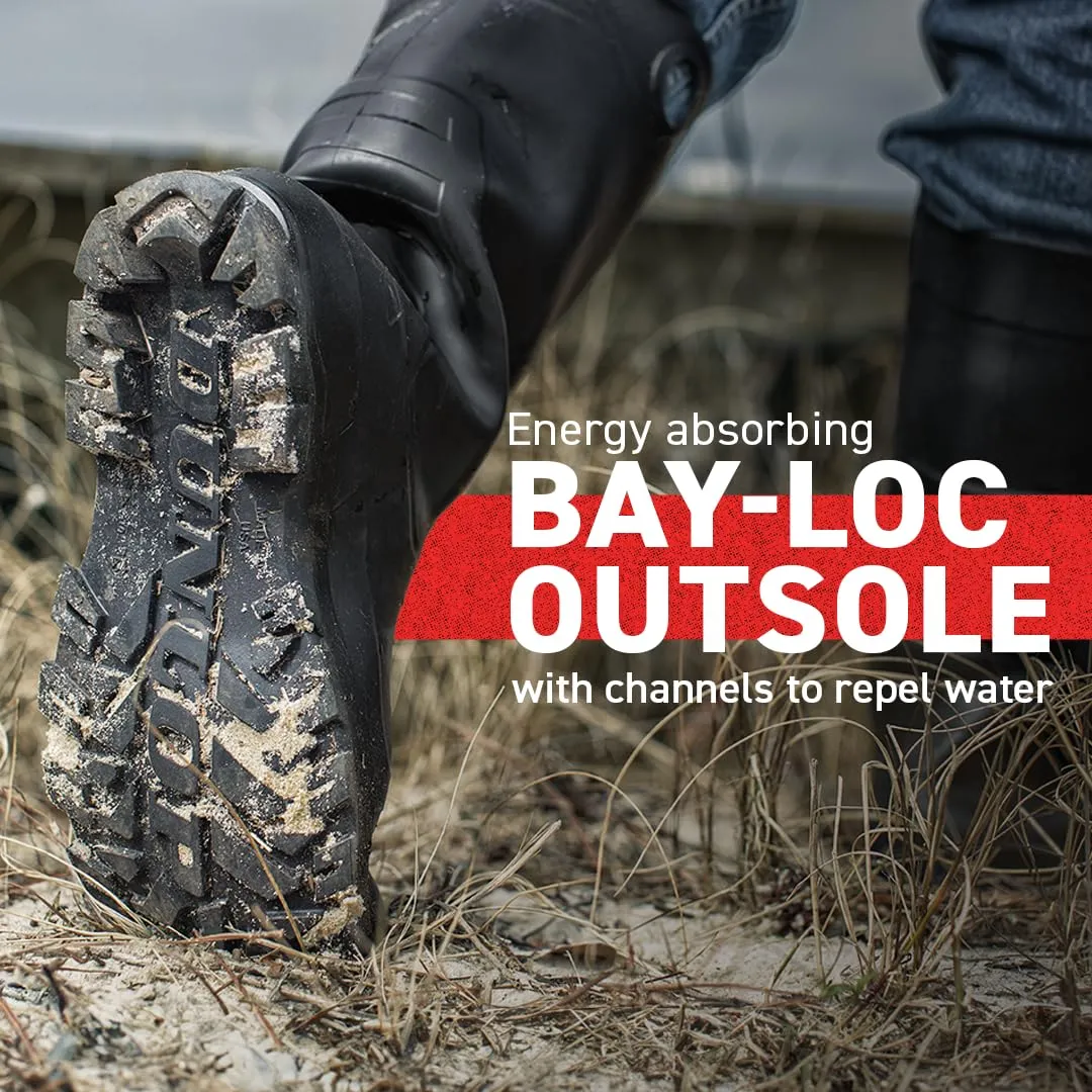 Dunlop Protective Footwear, Chesapeake Plain Toe, 100% Waterproof, Lightweight and Durable PVC Boots, Slip Resistant, 8677577.07, Size 7 US, Black