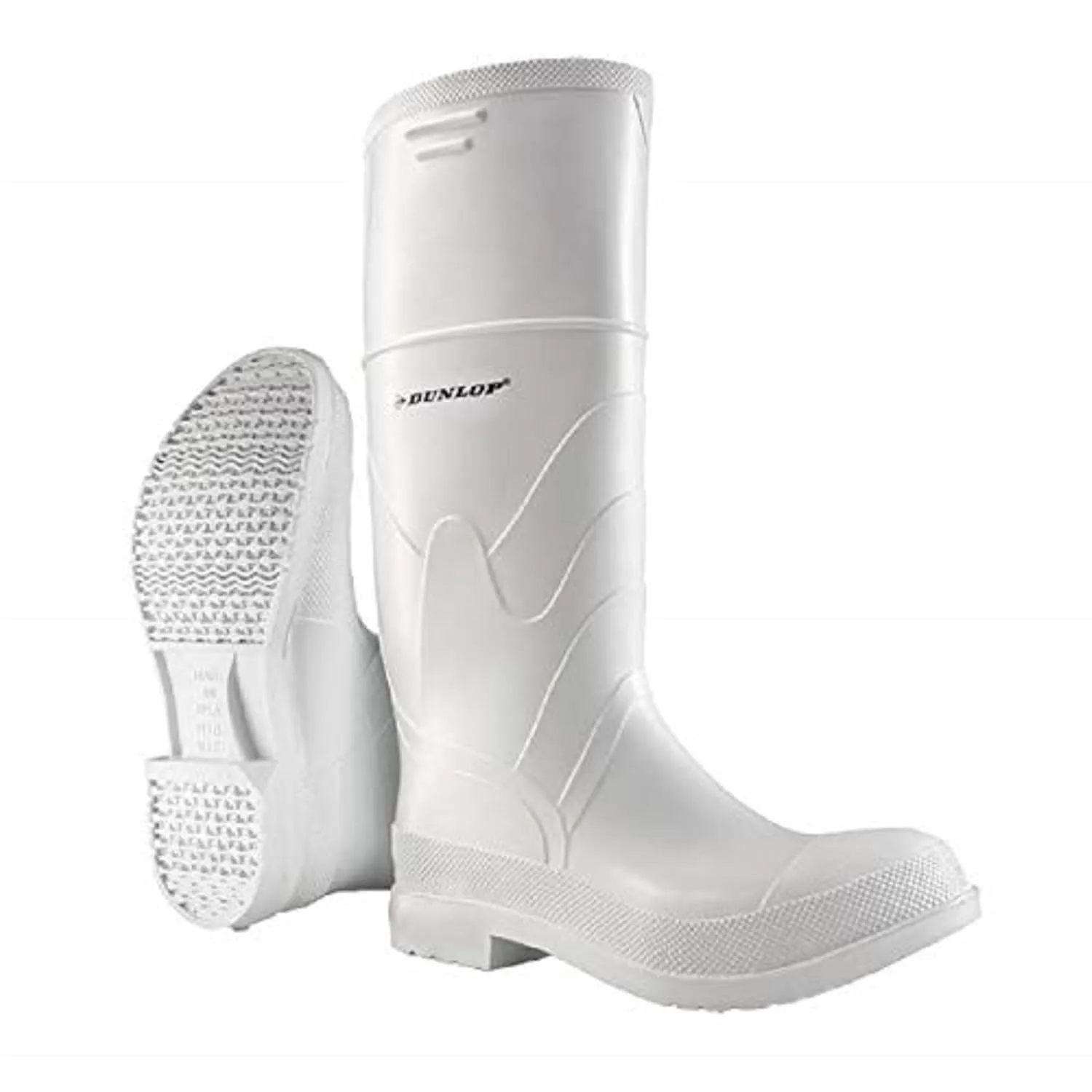 Dunlop Protective Footwear, Plain Toe White Safety Lock, 100% Waterproof PVC, Lightweight and Durable Protective Footwear, Slip-Resistant, 8101100.08, Size 8 US