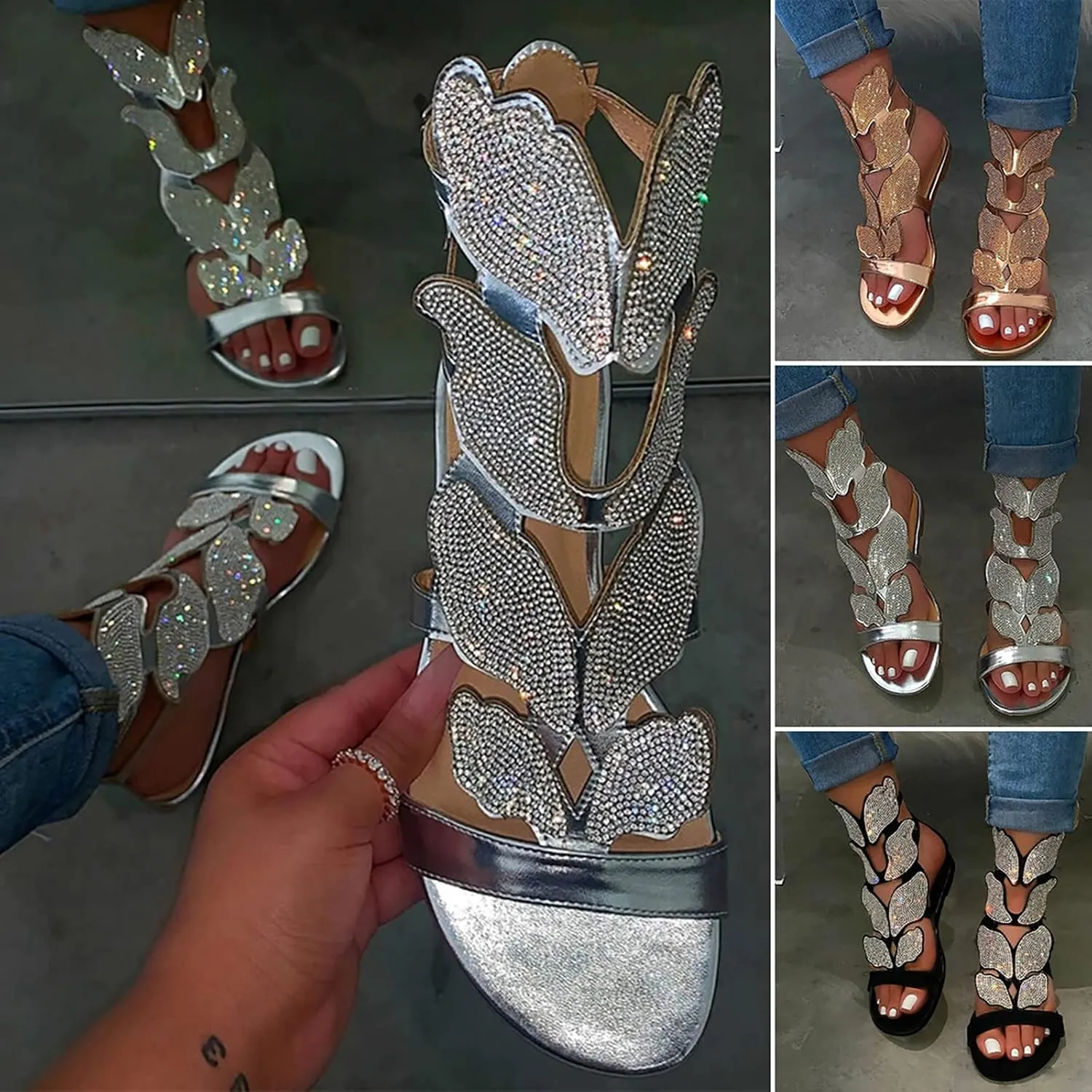 Eduavar Sandals for Women Dressy,Boho Sandals Womens Sandals Low Wedges Peep Toe Wrapped Sexy Cute Diamond Dressy Sandals