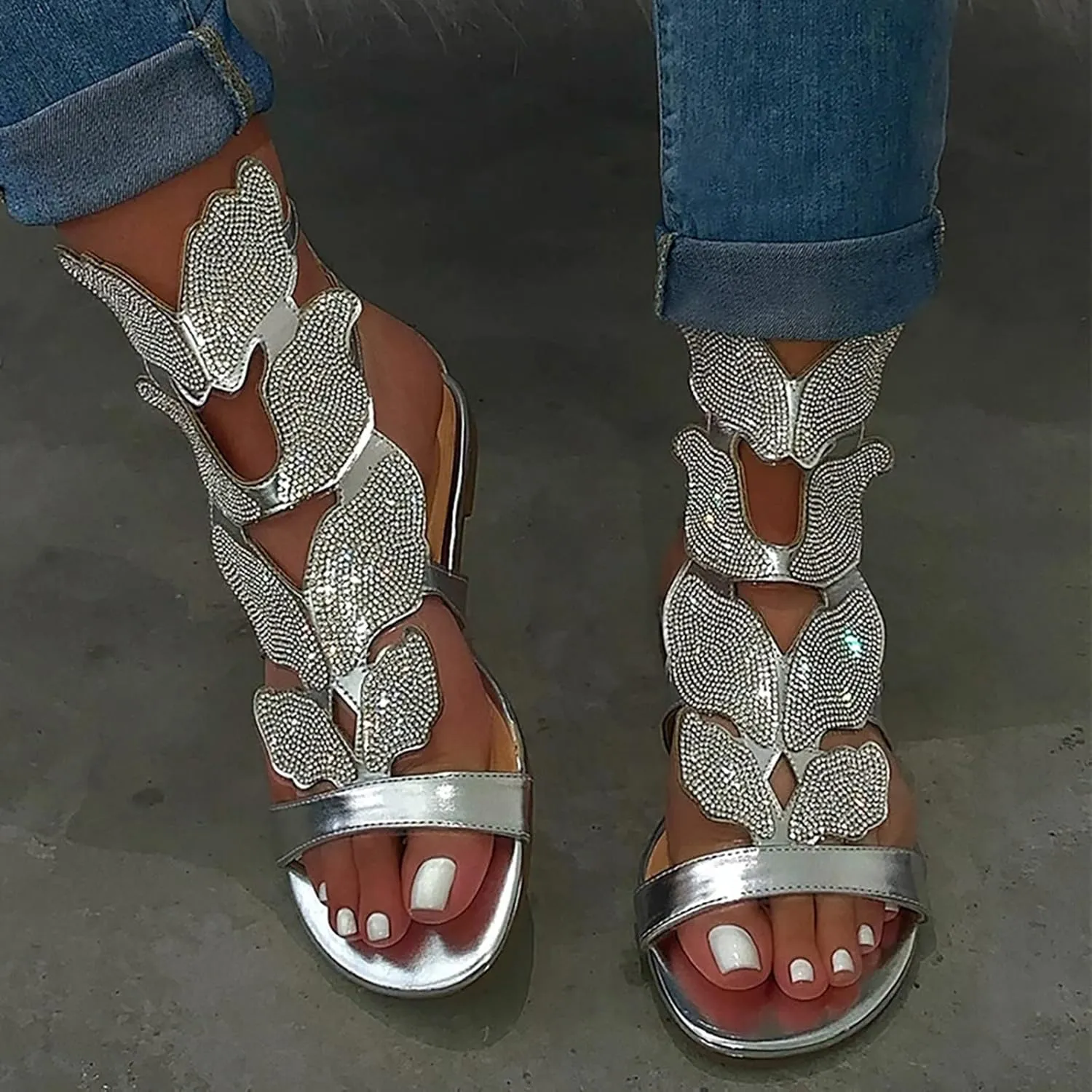 Eduavar Sandals for Women Dressy,Boho Sandals Womens Sandals Low Wedges Peep Toe Wrapped Sexy Cute Diamond Dressy Sandals