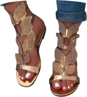 Eduavar Sandals for Women Dressy,Boho Sandals Womens Sandals Low Wedges Peep Toe Wrapped Sexy Cute Diamond Dressy Sandals