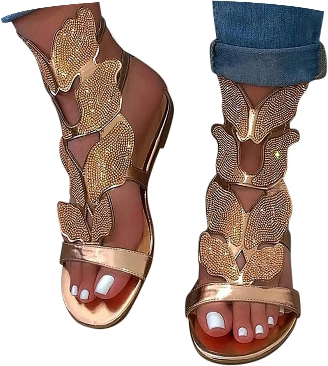 Eduavar Sandals for Women Dressy,Boho Sandals Womens Sandals Low Wedges Peep Toe Wrapped Sexy Cute Diamond Dressy Sandals
