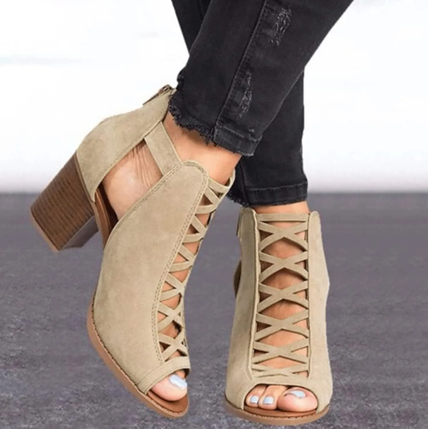 Eduavar Wedge Sandals for Women, Sandals Women Dressy Summer Beach Sandals Lace Trim Ring Toe Floral Flat Sandals