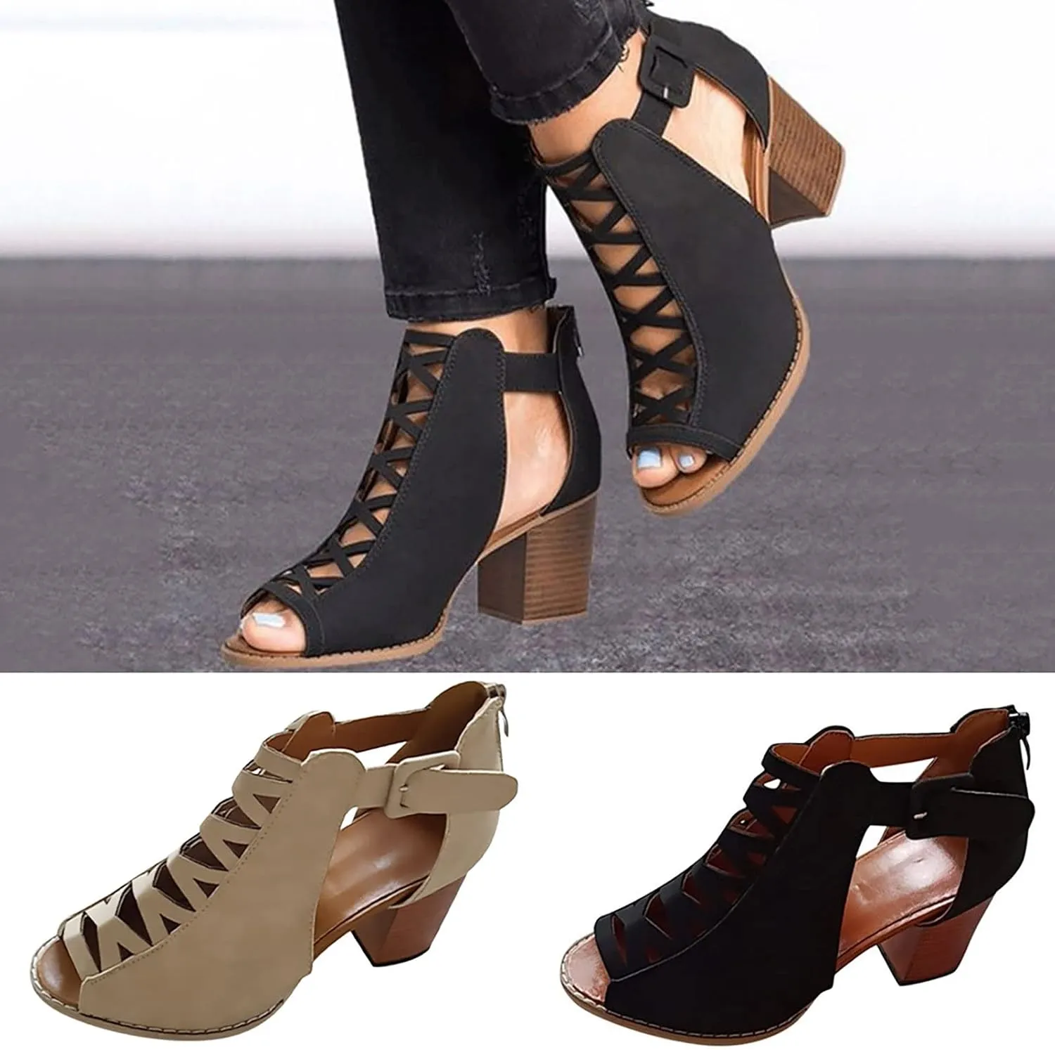 Eduavar Wedge Sandals for Women, Sandals Women Dressy Summer Beach Sandals Lace Trim Ring Toe Floral Flat Sandals