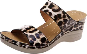 Eduavar Wedge Sandals for Women, Womens Sandals Dressy Summer Beach Sandals Lace Trim Ring Toe Floral Flat Sandals