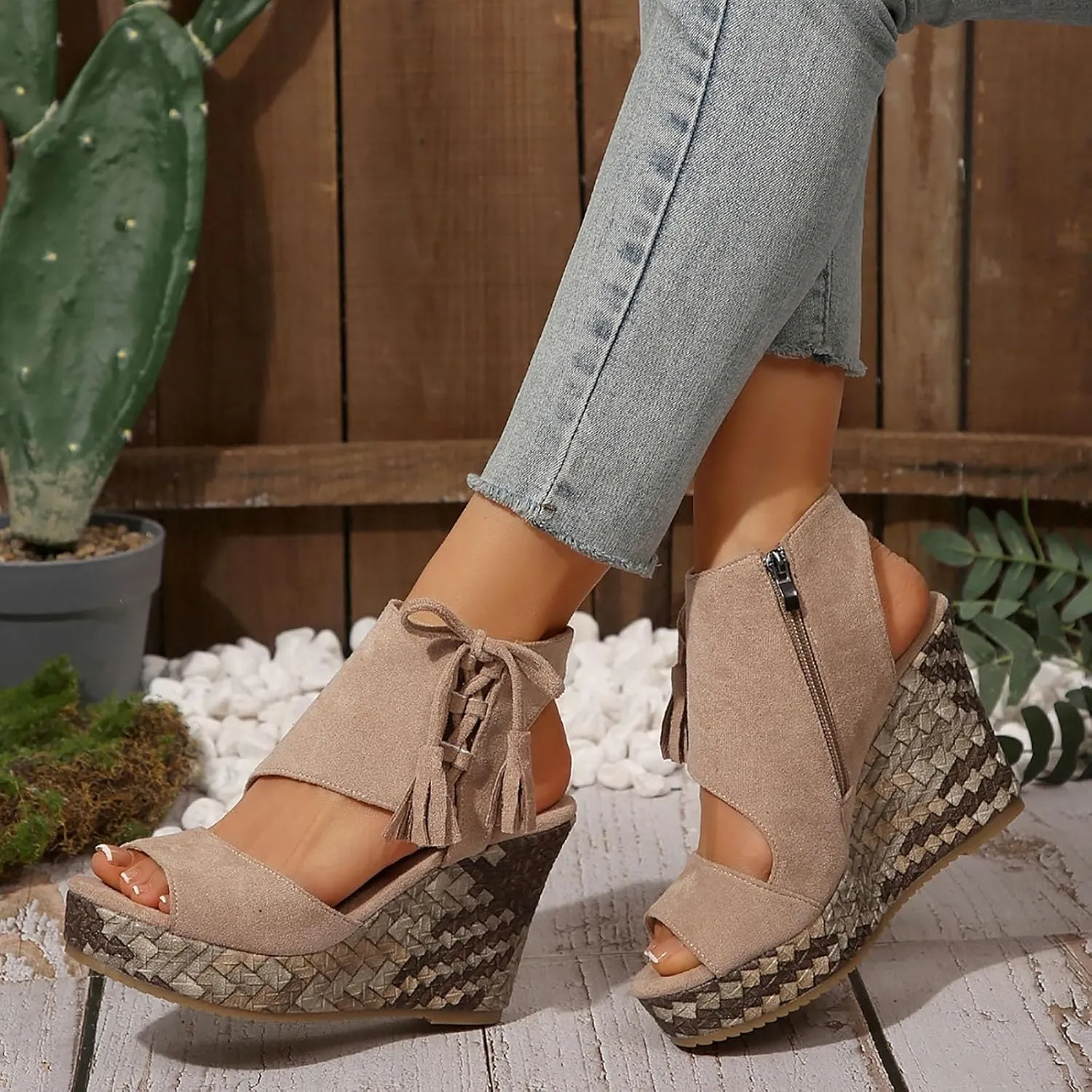 Eduavar Womens Wedge Sandals, Orthopedic Sandals for Women Sandals Open Toe Wedge Platform Sandal with Back Strap