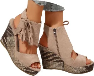 Eduavar Womens Wedge Sandals, Orthopedic Sandals for Women Sandals Open Toe Wedge Platform Sandal with Back Strap
