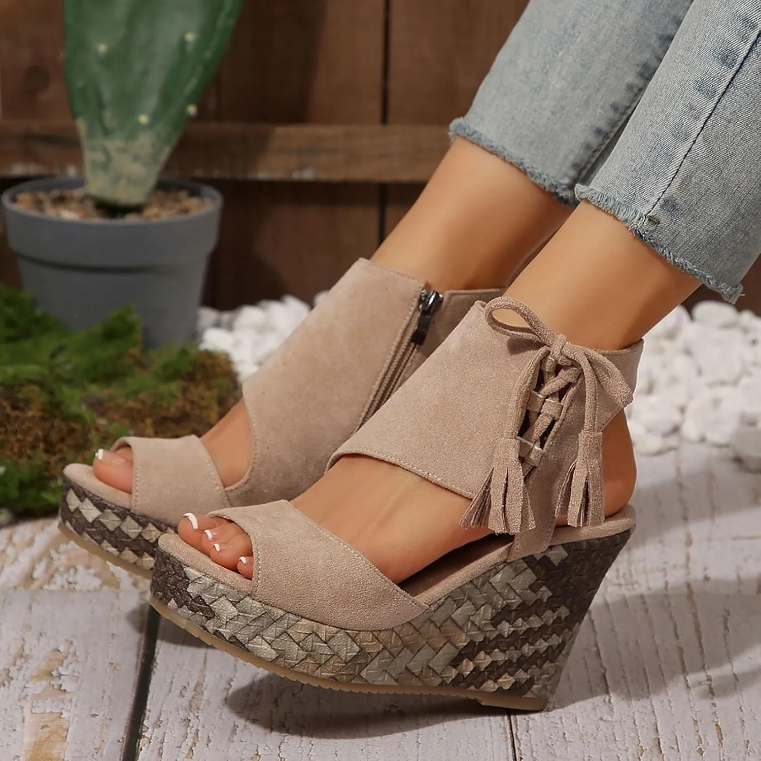 Eduavar Womens Wedge Sandals, Orthopedic Sandals for Women Sandals Open Toe Wedge Platform Sandal with Back Strap