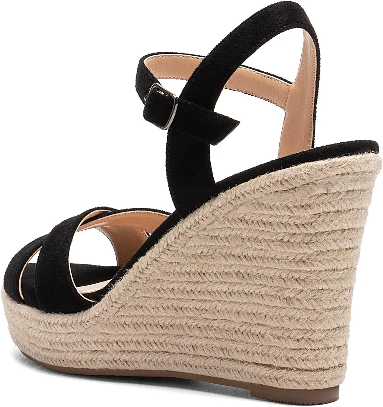 Eldof Women's Espadrilles Platform Wedges Sandals, Toe Strap High Heels with Adjustable Ankle wrap, Bohemian Heeled Slingback