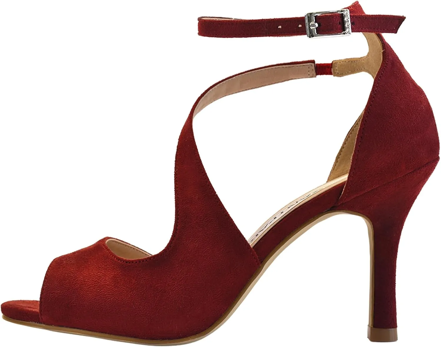 ELEGANTPARK Sandals for Women Peep Toe High Heels Cross Strappy Wedding Evening Dress Shoes Buckle Stain