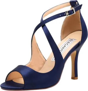 ELEGANTPARK Sandals for Women Peep Toe High Heels Cross Strappy Wedding Evening Dress Shoes Buckle Stain
