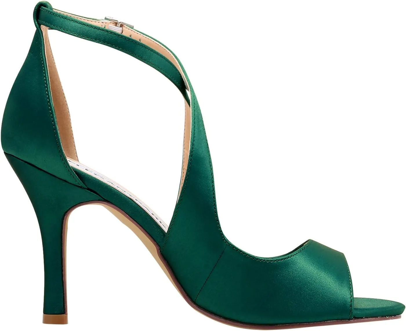 ELEGANTPARK Sandals for Women Peep Toe High Heels Cross Strappy Wedding Evening Dress Shoes Buckle Stain