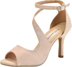 ELEGANTPARK Sandals for Women Peep Toe High Heels Cross Strappy Wedding Evening Dress Shoes Buckle Stain